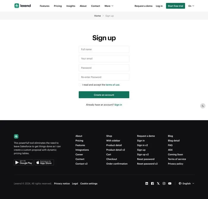 Sign up v2