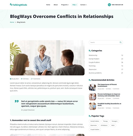 Blog Details - Talking Minds – Psychotherapist PHP Template
