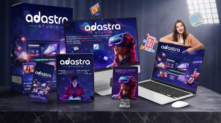 Adastra Studio Review: A professional marketer using Adastra Studio to convert a product URL into a high-quality sales video instantly.