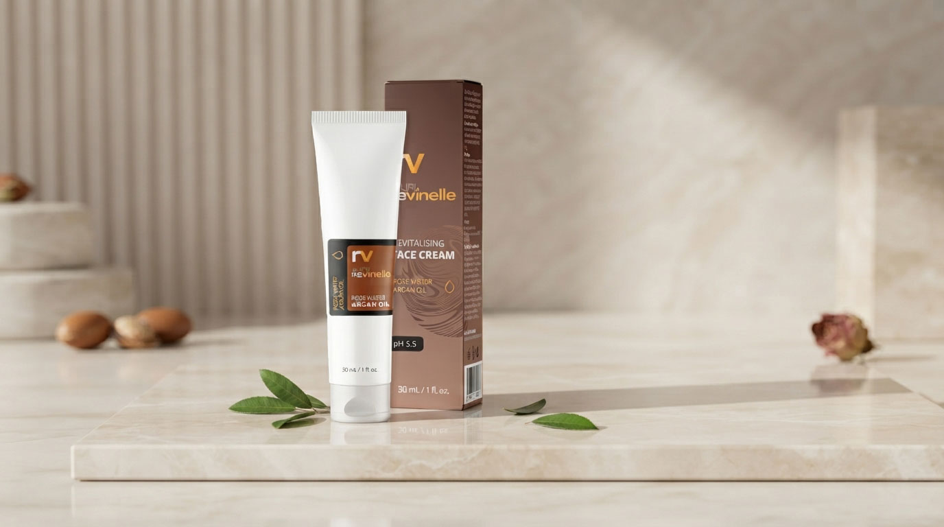 Recensione Revinelle: Donna che applica delicatamente Revinelle sul viso per migliorare l'elasticità e il collagene.