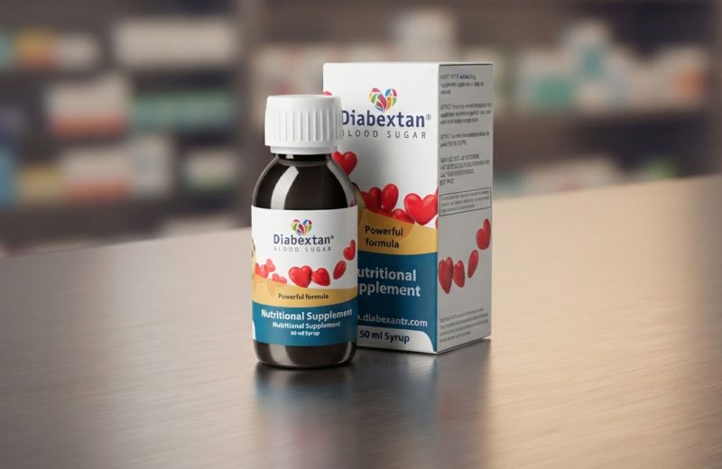 Diabextan Review: Professional bottle of Diabextan herbal syrup for blood sugar regulation and insulin support.
