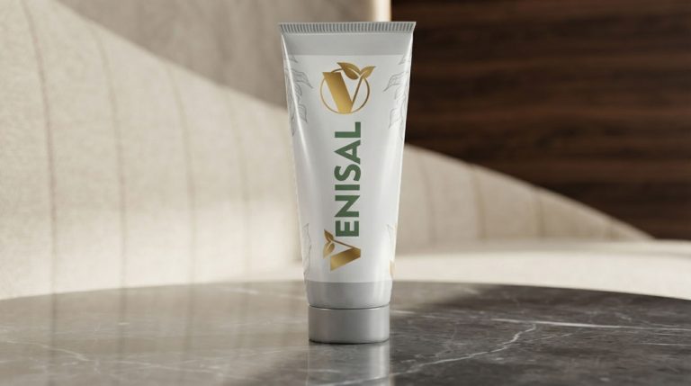 Venisal Gel Review: Venisal gel za vene prikazan pored lekovitog bilja za bolju cirkulaciju